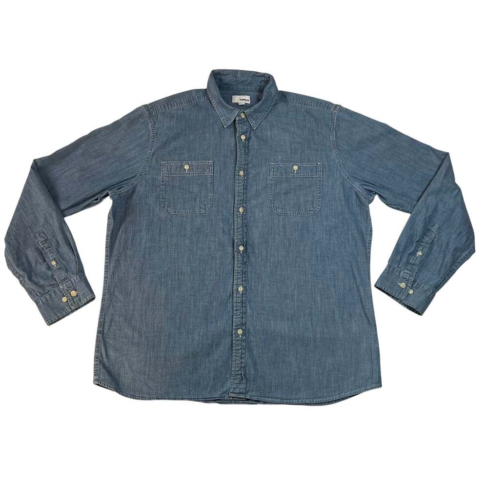 Sonoma Men's Chambray Button Up Shirt Size X-Large Casual Breathable Lightweight